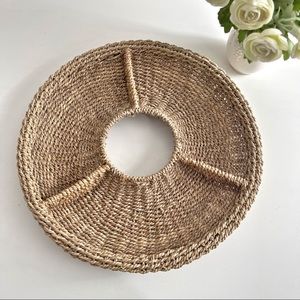 Rattan Chip Dip Platter Woven Wicker Quality Weight Snacks Appetizers Basket